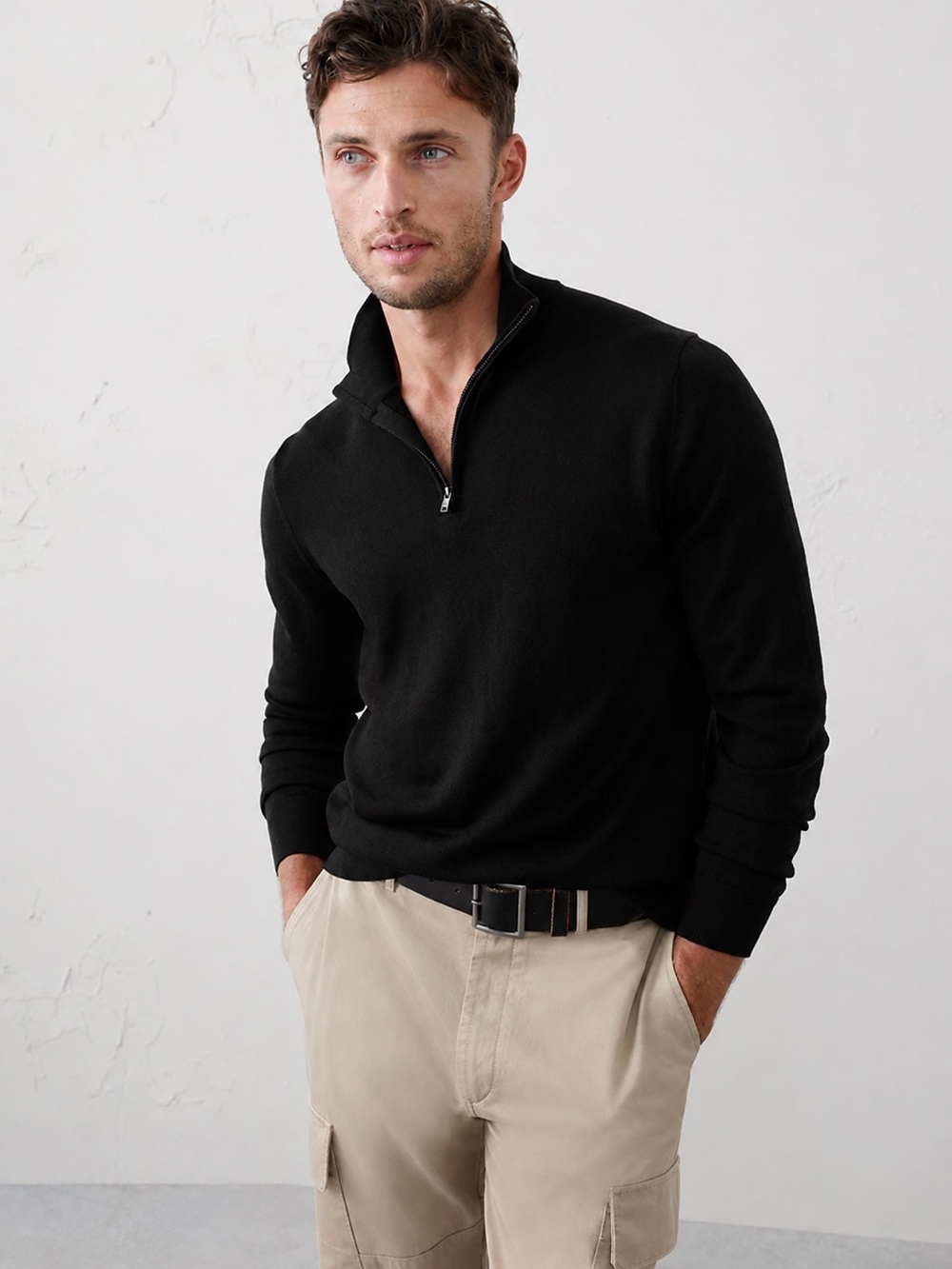 Banana republic merino quarter zip sweater